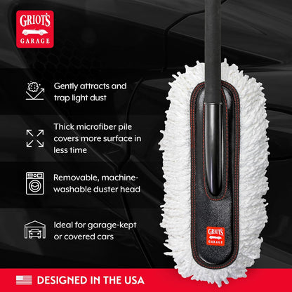 Griot's Garage Microfiber Mini Duster for Car Interior Cleaning and Detailing, Cleans Paint, Glass, Chrome, and Trim, Storage Bag Included, 11412