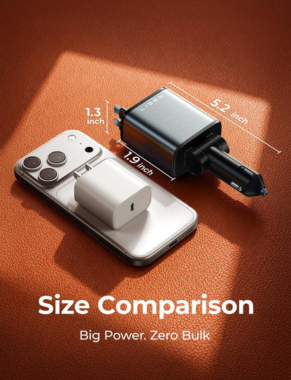 LISEN Retractable Car Charger, 84W Car Charger USB C Fast Charger, Cigarette Lighter USB Charger Adapter, Car Accessories Birthday Gifts for Men Women Dad Mom Husband, for iPhone 17 16 15 14 13 12 11