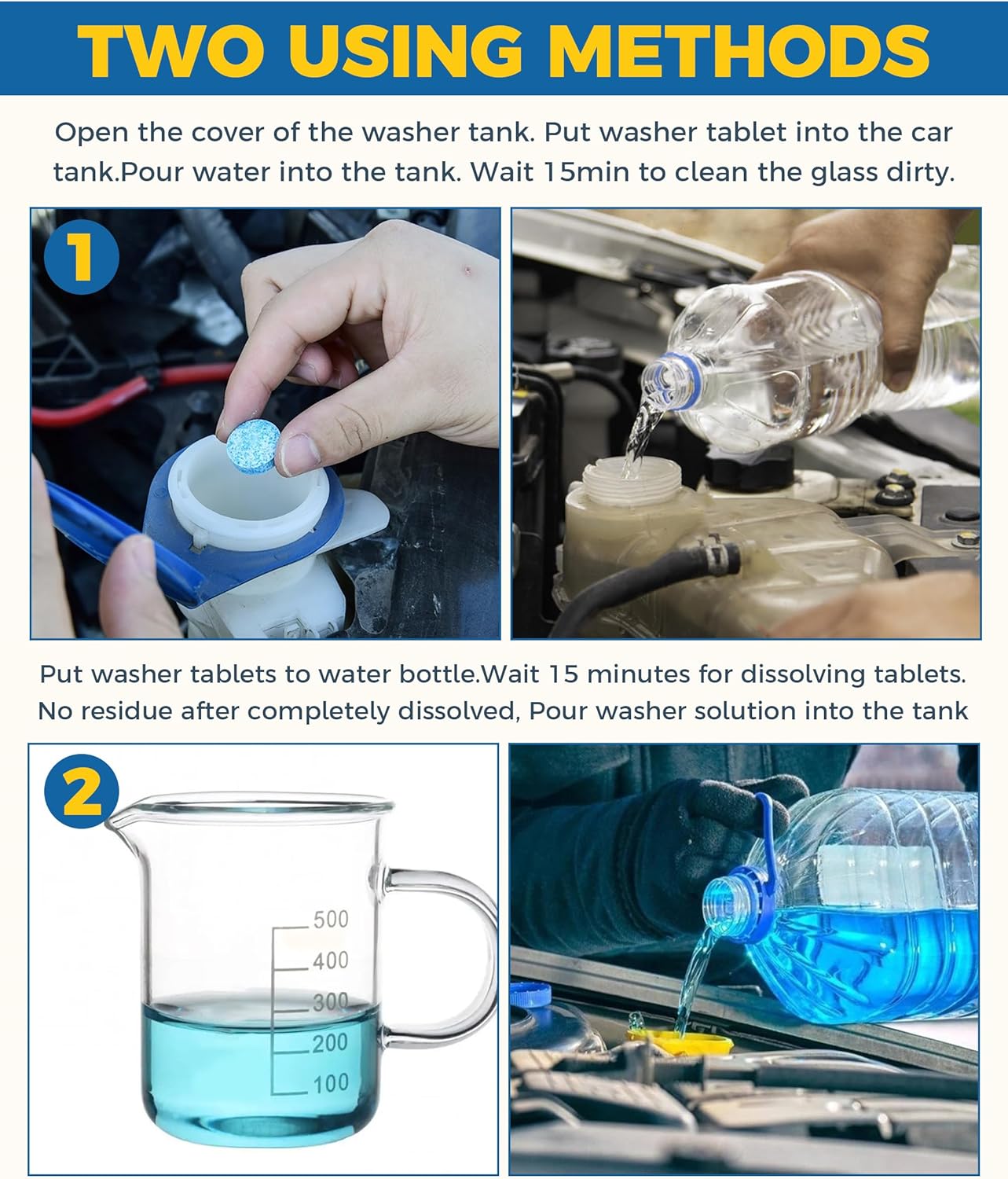 30PCS Windshield Fluid,Windshield Washer Tablets,Car Accessories Washer Fluid Tablets,Car Windshield Washer Fluid，Concentration Wiper Fluid Tablets，Remove Glass Stains,Fit for Car Window Glass