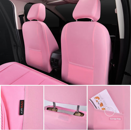 CAR PASS Leather Seat Covers Full Set Universal Water Resistant 3D Foam Back Support, Luxury Comfort Automotive 5 Seat Covers All Season Fit for SUV,Sedan,Van, Airbag Compatible Elegance(Pure Black)