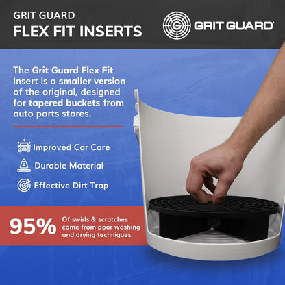 Grit Guard Flex Fit Bucket Insert - Removes Dirt from Wash Mitt for Car Detailing, 10” Diameter, 4 Self-Adjusting Tabs, Fits Car Wash Buckets from Auto Part Stores - Made in the USA