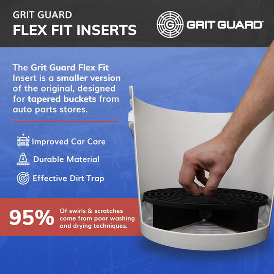 Grit Guard Flex Fit Bucket Insert - Removes Dirt from Wash Mitt for Car Detailing, 10” Diameter, 4 Self-Adjusting Tabs, Fits Car Wash Buckets from Auto Part Stores - Made in the USA