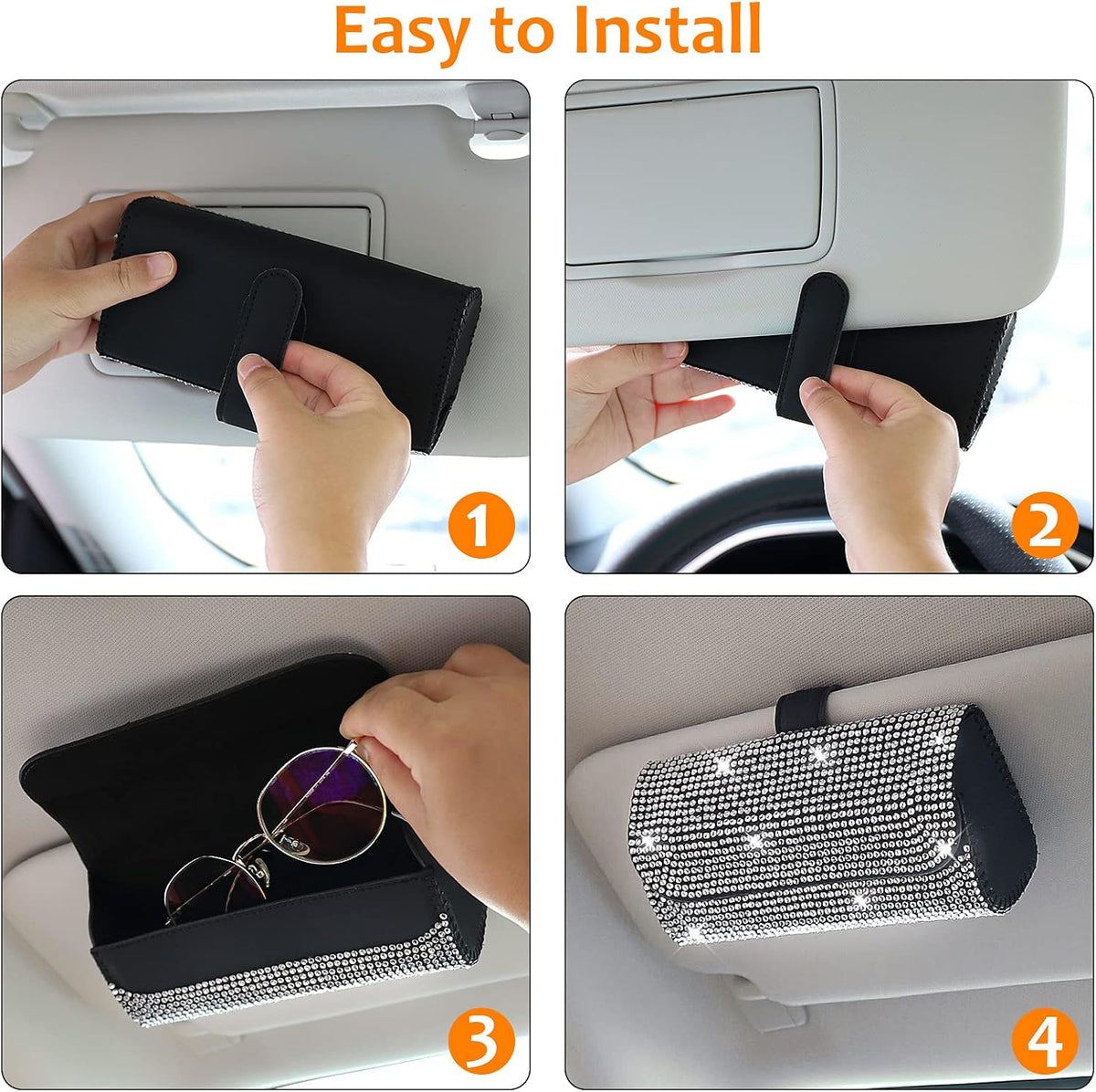 Accmor Sunglasses Holder for Car Sun Visor, Auto Eyeglasses Protective Storage Case, Vehicle Visor Accessories Organizer Box