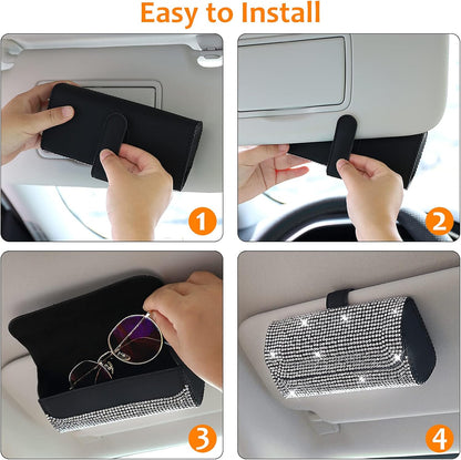 Accmor Sunglasses Holder for Car Sun Visor, Auto Eyeglasses Protective Storage Case, Vehicle Visor Accessories Organizer Box