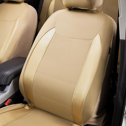 Flying Banner Carbon Fiber Leather Vehicle Seat Covers, Leopard Gray Black, Universal Fit - 8PCS
