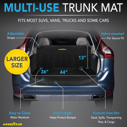 GOODYEAR Water Resistant SUV Cargo Cover Heavy-Duty Trunk Protector for Dogs, Durable Liner with Side Walls, Pet Mat, Large Size