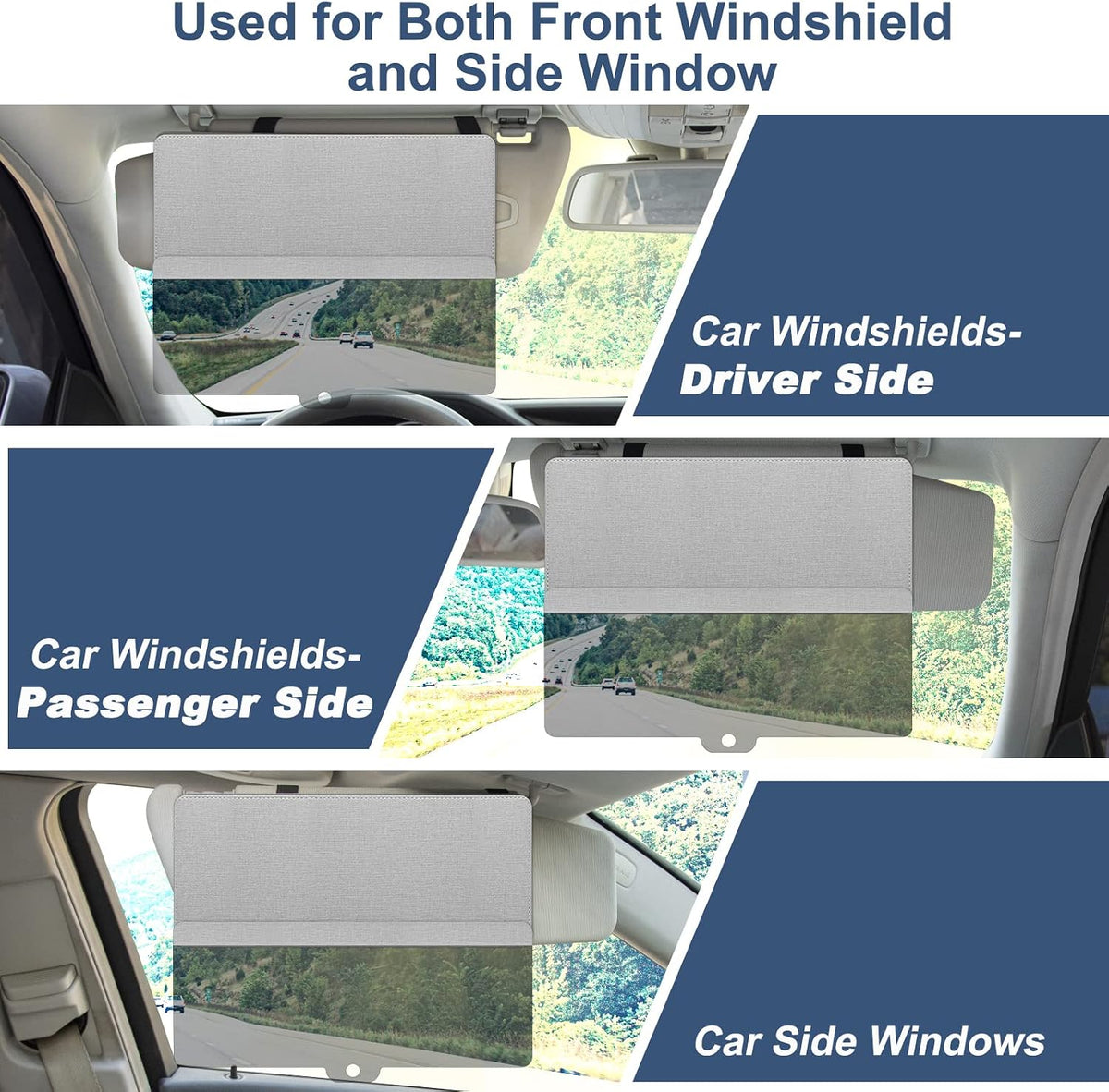 NAZZO Sun Visor Extender for Car, Sun Blocker with PC Sunshade Lens, Magnetic Mounting Adjustable Position, Protect from Glare, UV Rays, Snow Blindness for Safe Driving, Universal for Car, SUV (Black)