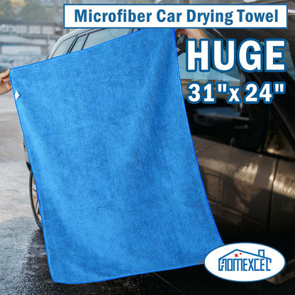 HOMEXCEL Professional Large Microfiber Car Drying Towels 2 Pack, Lint Free, Scratch Free, Highly Absorbent Drying Towel for Cars, SUVs, RVs, Trucks, and Boats,31" x 24",Grey