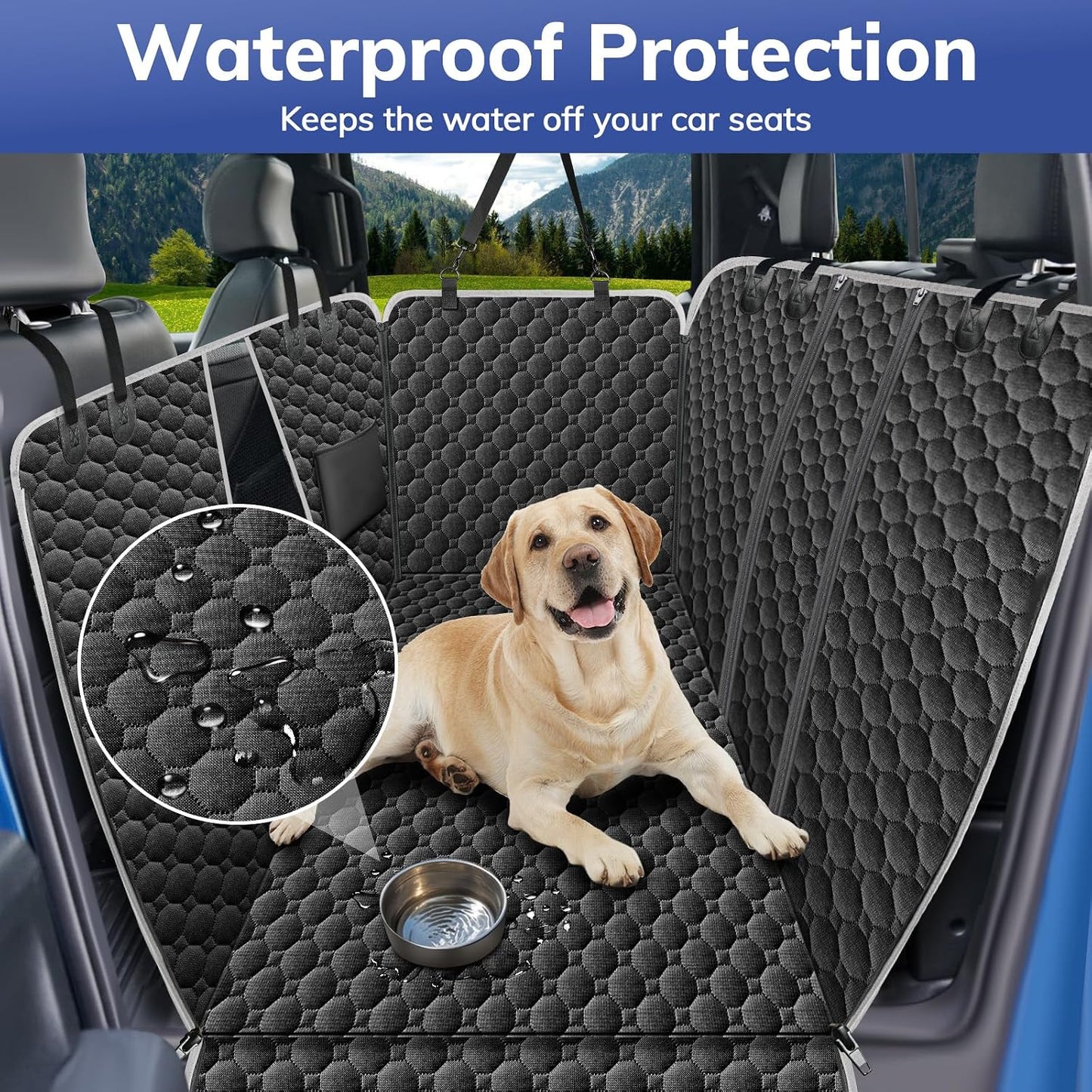 Mancro Dog Car Seat Cover for Back Seat, 2026 Upgraded 600D Heavy Duty Waterproof & Scratch-Resistant Dog Hammock for Car, Back Seat Pet Cover for Dogs with Sedan, Trucks and SUVs, Standard, Black