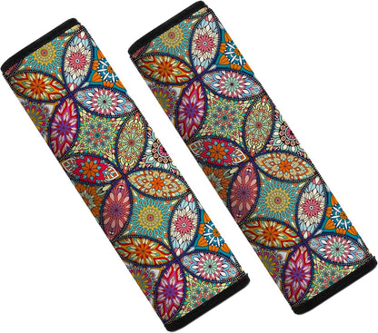 Car Seat Belt Pad Cover, 2-Pack Soft Car Safety Seat Belt Strap Shoulder Pad for Adults and Children, Suitable for Car Seat Belt, Backpack, Shoulder Bag (Pretty Mandala)
