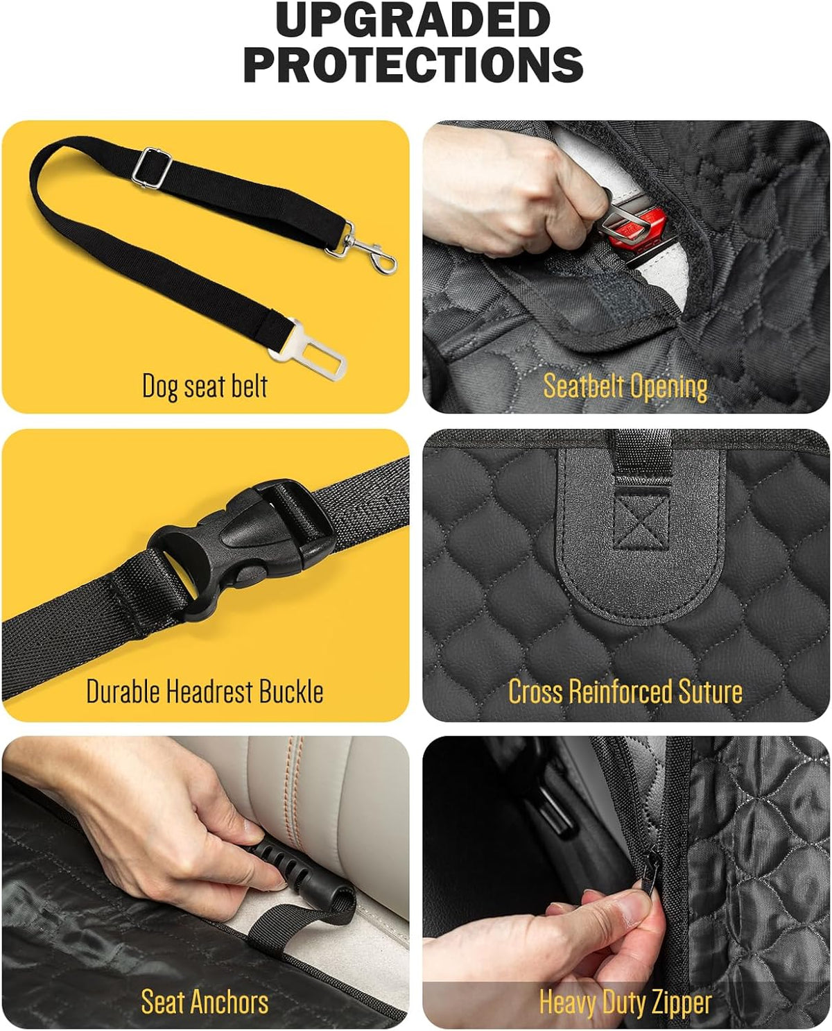 Back Seat Extender for Dogs, Waterproof Dog Car Seat Cover for Back Seat with Hard Bottom, Upgraded Material, Anti Scratch, Easy to Use and Clean, Holds 420lbs
