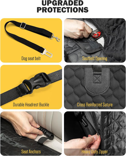 Back Seat Extender for Dogs, Waterproof Dog Car Seat Cover for Back Seat with Hard Bottom, Upgraded Material, Anti Scratch, Easy to Use and Clean, Holds 420lbs
