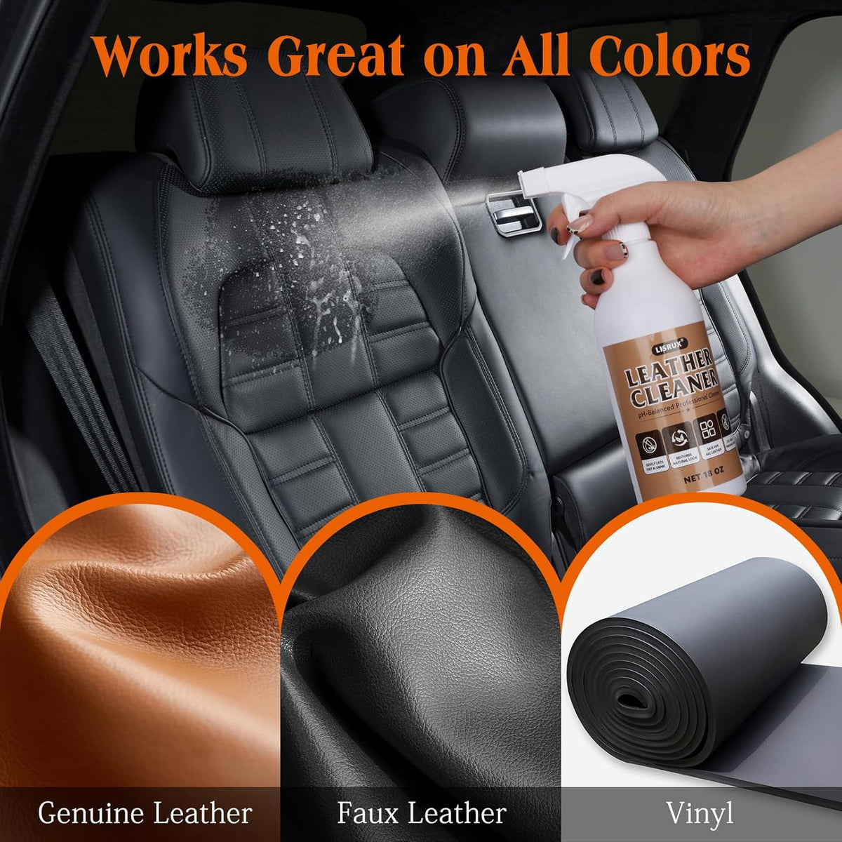 2-in-1 Leather Cleaner and Conditioner,16.9 oz,2 Pack,Car Cleaner and Conditioner for White & Black Vegan Leather,Safely Cleans & Conditions Leather Car Interiors,Furniture,Shoes,Boots,Bags & More
