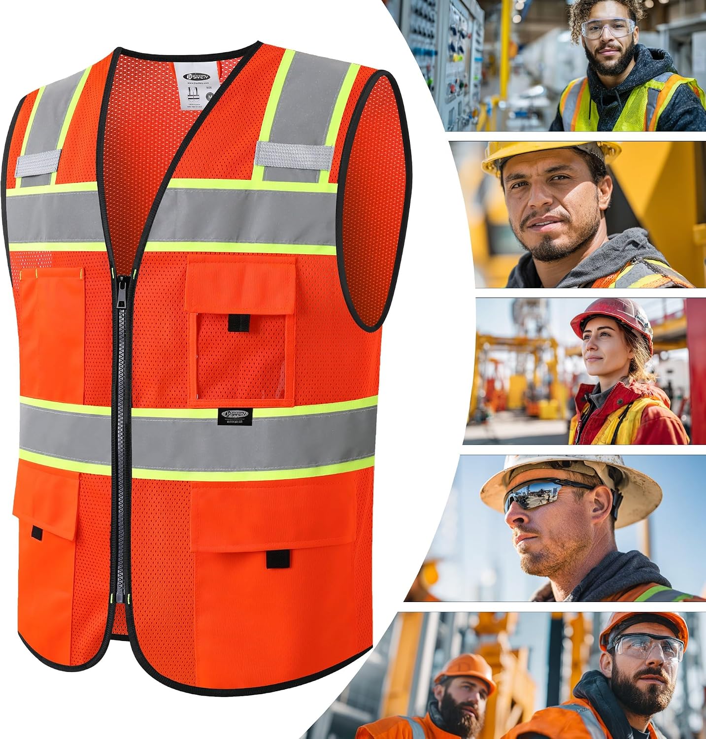 JKSafety Safety Vest for Men Women Hi Vis Relfective Vest with Pockets High Visibility Meet ANSI Standard