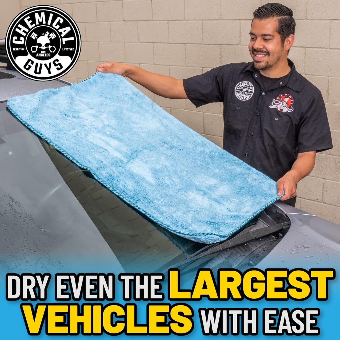 Chemical Guys Woolly Mammoth Large Microfiber Drying Towel - 36 x 25 Inch Gray, Ultra Plush Super Absorbent Car Drying Towel for Cars, Trucks, SUVs, Motorcycles, RVs, and Auto Detailing