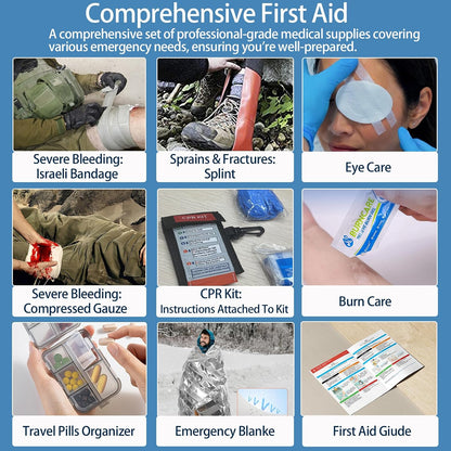 Comprehensive First Aid Kit for Home, Premium Emergency Trauma Kits with Shoulder Strap for Car Camping Gear, Waterproof Survival Kit, Home Essentials, Outdoor Emergency Medical Supplies -324 Piece