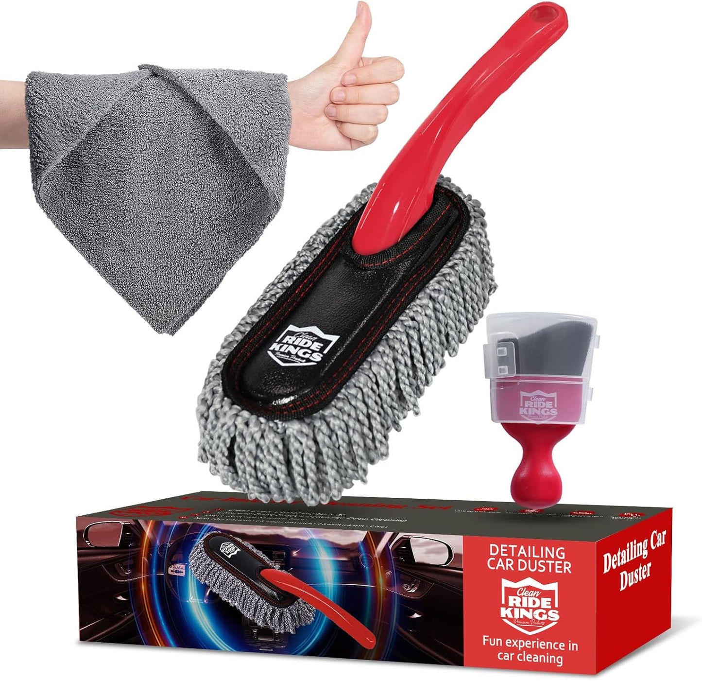 Car Detailing Kit - 3 Packs: Car Duster, Interior Cleaning Brush, Microfiber Towels | Detail Tools