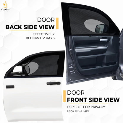 EcoNour Car Window Shades for Side Windows (Pack of 2) | Sun Shade for Car Heat and UV Protection | Adjustable Elastic Fabric Baby Car Shade | Rear Side Window Sun Shade Accessories (Large 21"x36")