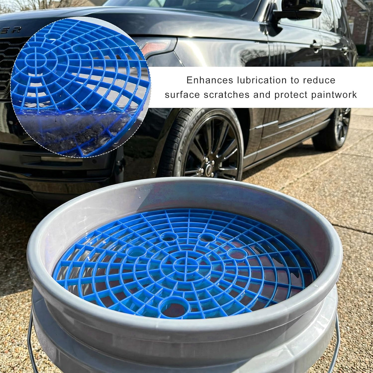 2PCS Car Wash Bucket Insert, Auto Washing Dirt Guard Insert Detailing Cleaning Tool Removes Dirt Debris, Wash Bucket Grit Trap Filter Fits 12 Inch Diameter or 3-5 Gallon Buckets (Black)
