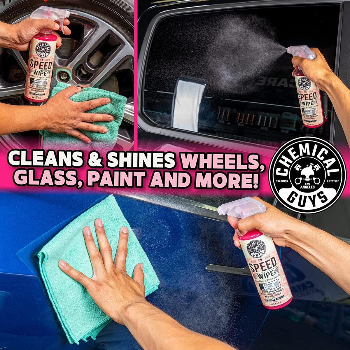 Chemical Guys Speed Wipe Quick Detailer - High Gloss, Streak-Free Shine, Detail Spray for Cars, Trucks, Motorcycles, RVs, and More, Safe on Paint, Glass, Wheels, and Trim, Cherry Scent, 128 fl oz