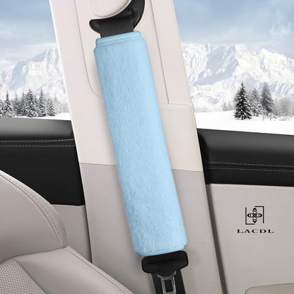 LACDL Extra Long Seatbelt Cover Super Soft Furry for Adults Kids Women & Men, Thick Plush Full Car Seat Belt Strap Cushion, Fluffy Shoulder Pad Protector, Auto Interior Accessories, 1pc, Black, 15.5in