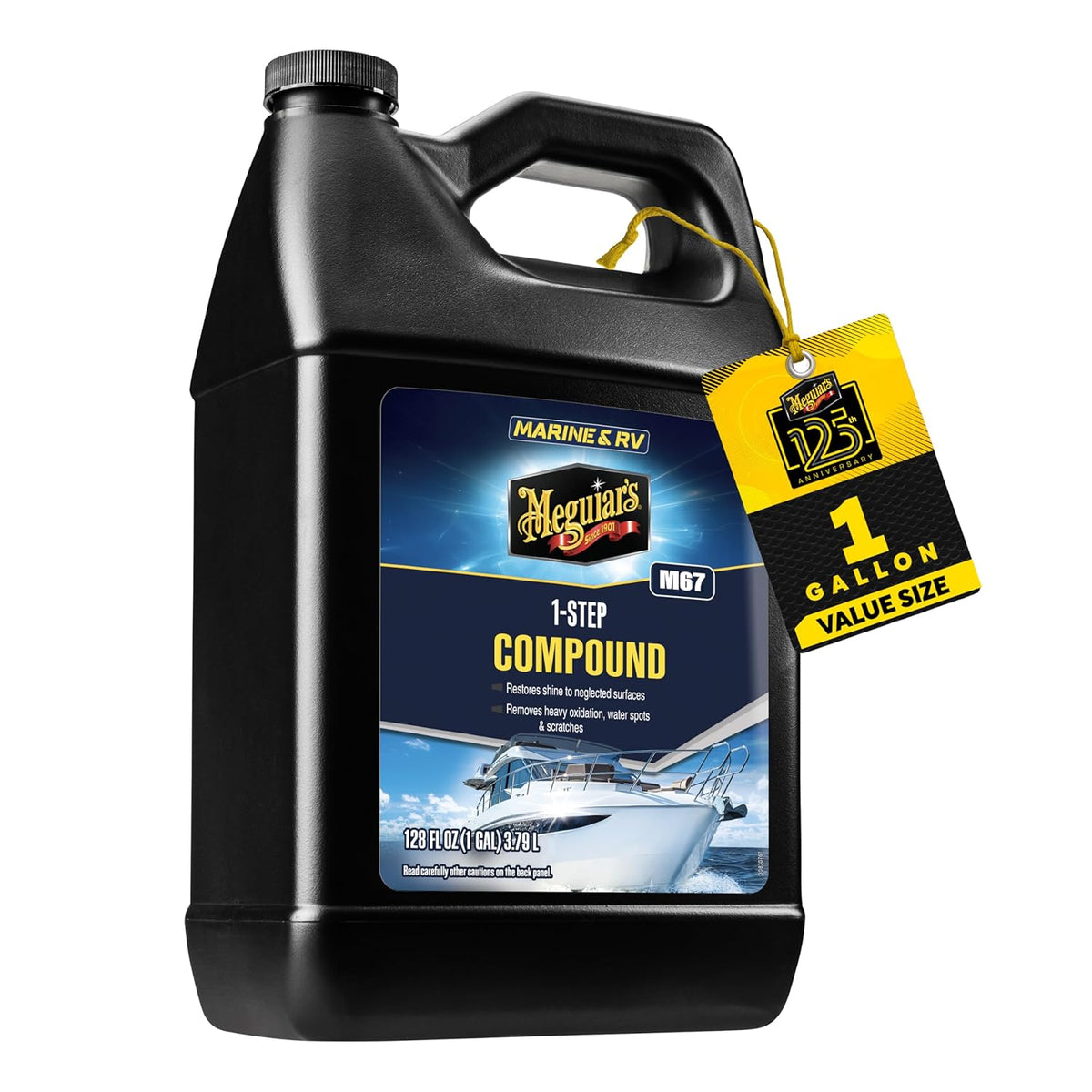 Meguiar's M6732 Marine/RV One Step Compound, Remove Oxidation, Stains, Scratches, and Water Spots, Restore the Color and Shine of Fiberglass Gel Coat Finishes, 32 Oz Bottle