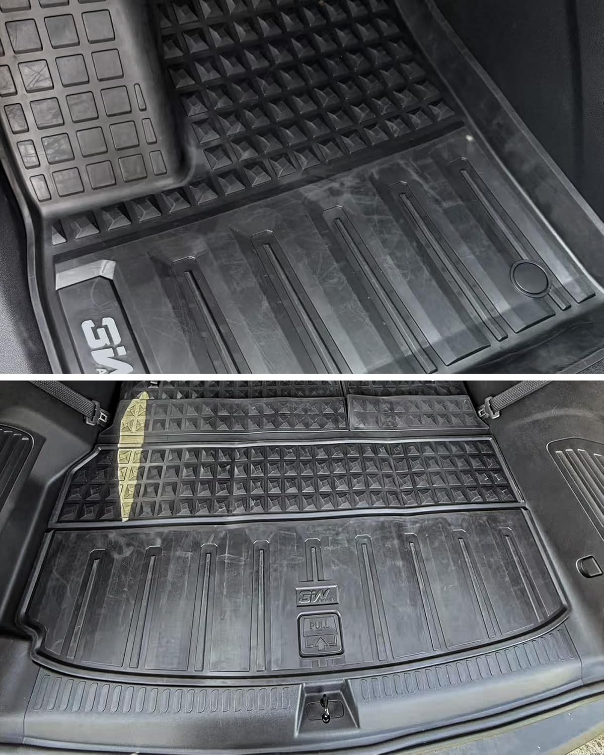 3W Floor Mats & Cargo Liner Fit for 2021 2022 2023 2024 2025 2026 Chevy Tahoe/GMC Yukon/Cadillac Escalade 7 Seat, TPE All Weather Custom Fit Car Accessories Heavy Duty Rubber Full Set Trunk Mats - Colors B