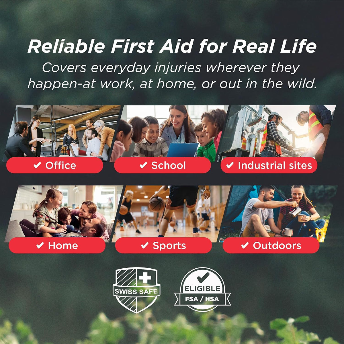Swiss Safe 2-in-1 First Aid Kit for Car, Travel and Home, 348 Pieces, Large Hardcase with Bonus Mini Kit for Medical Emergency, Survival and Camping