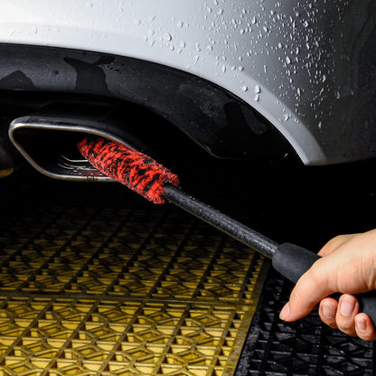 Car Wheel Rim Brush Kit, Woolies Wheel Brush, Car Cleaning Brush Fiber Rod, Steel Ring Fiber Cleaning Brush, Long Non-Slip Handle Clean Brush, Great to Clean Car Wheel Rim