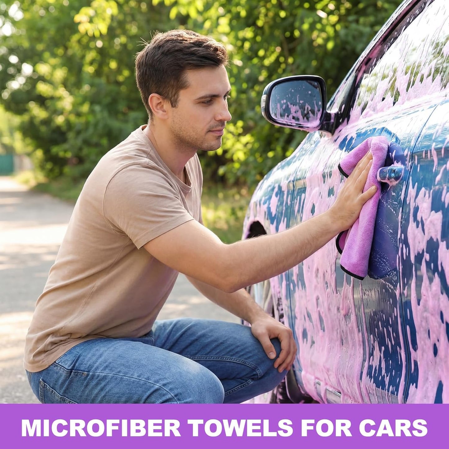 Nuenen 20 Pcs Microfiber Car Drying Towels Microfiber Cleaning Cloth 800 GSM Thick Plush Cleaning Dusting Cloth Auto Detailing Absorbent Towels Rags for Car Household Kitchen Window(Grey and Yellow)