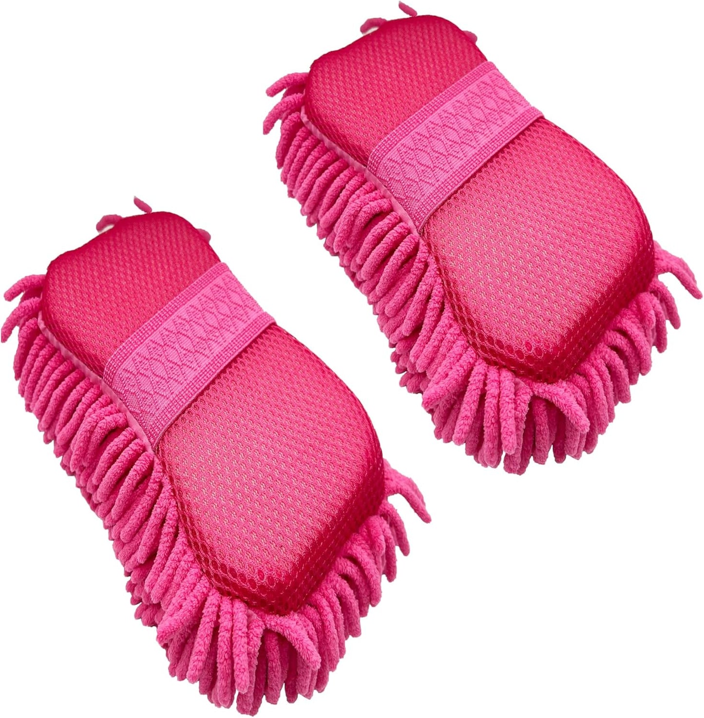 Microfiber Car Wash Sponge-Non-Scratch Wash Mitt-Two Sided Chenille Microfiber Washing Sponge-Mitt for Cars, Trucks, SUVs, Boats(2 Pack Green)