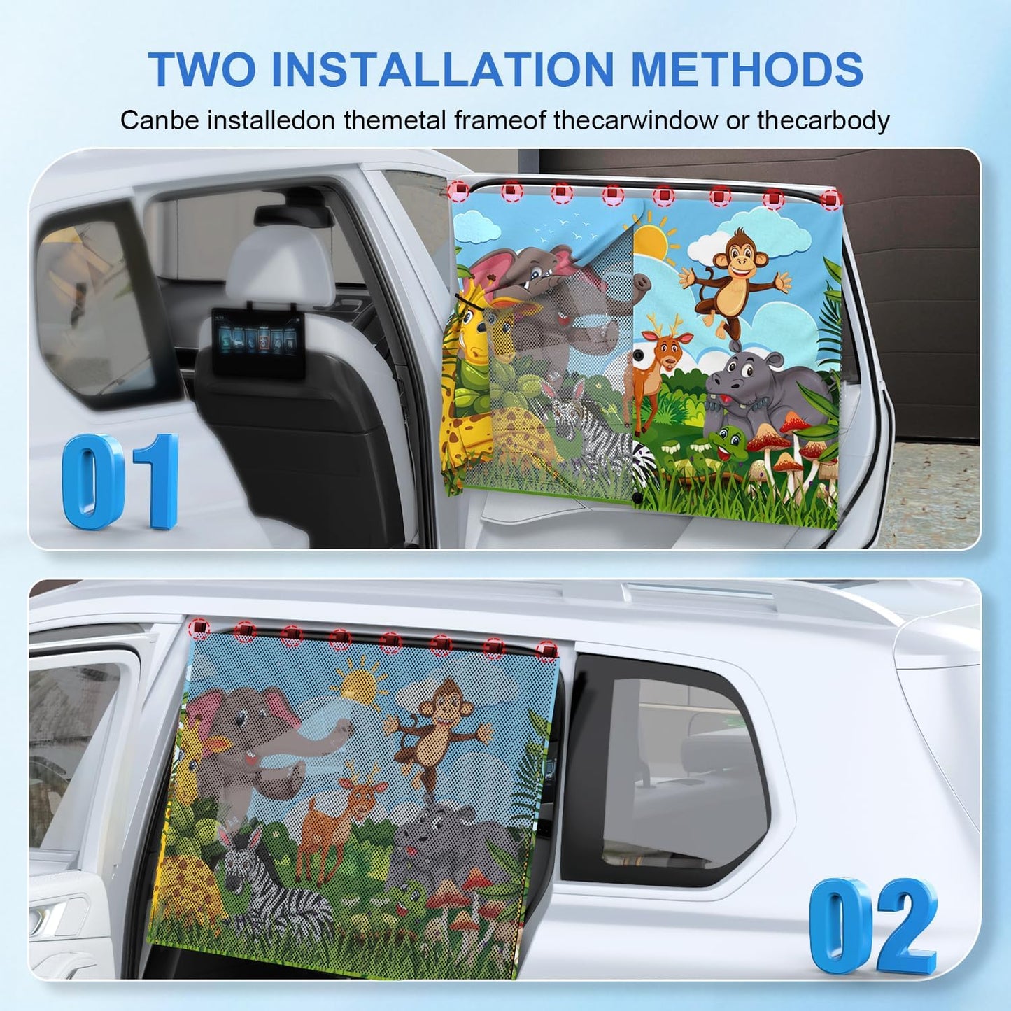 Car Window Shades, [Upgraded] 8 Strong Magnets Magnetic Side Window Sun Shade [2 Pack] - Dual Layer UV Ray Protection Car Sunshade for Baby, Kids & Pets - Universal Fit for SUV, Sedan & Trucks
