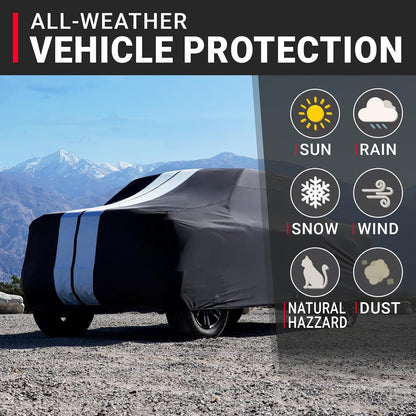 iCarCover 15-Layer Car Cover Waterproof All Weather | Premium Quality Car Covers for Automobiles, UV Protection, El Camino, Impala, Bel Air, Monte Carlo, Galaxie, Charger, Size C21 (See Size Chart) - Colors A