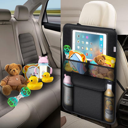 Meolsaek Kick Mats Back Seat Protector, Waterproof Oxford Seat Back Protector, Car Seat Back Protector for Kids, Back of Seat Protector for Kids Feet Car Seat (Black A -1pc)