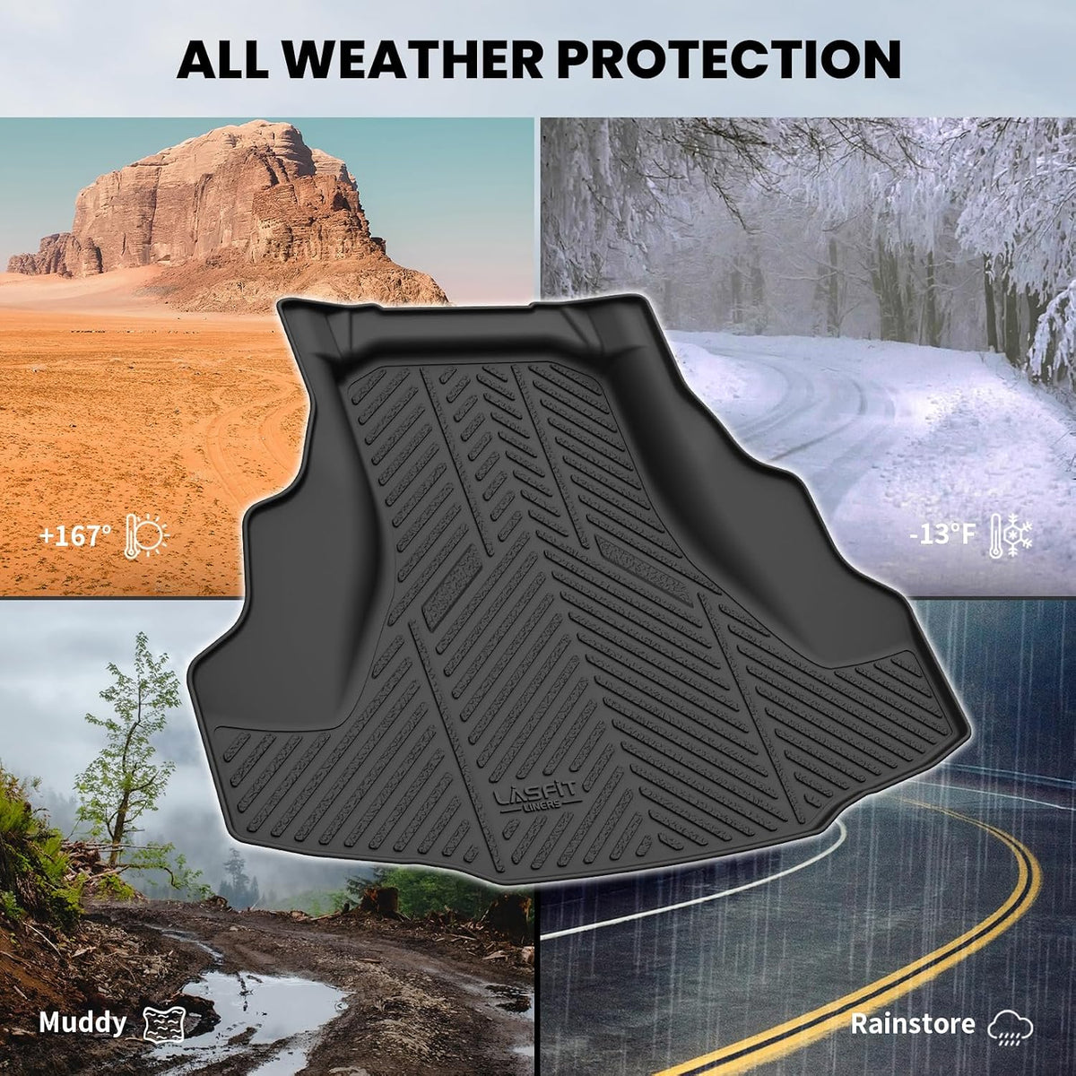 LASFIT Full Set Floor Mats for Honda CR-V 2026 2025 2024 2023 (Gasoline & Hybrid & e:FCEV), All Weather TPE Custom Fit Floor Liners 1st & 2nd Row & Seat Back Mat & Cargo Mat (Upper Position)