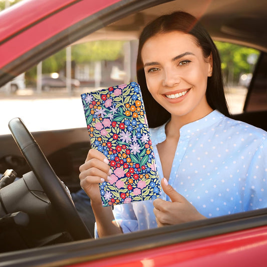 Car Registration and Insurance Holder, Insurance Card Holder, Car Registration Holder, Floral Themed Cover with Magnetic Shut