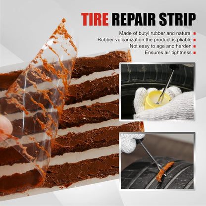 AWELCRAFT 10-Piece Economical Tire Repair Kit – Flat Tire Plug Kit with T-Handle Tools, Storage Case – Fix Punctures Fast, No Tire Removal Needed – Ideal for Car, Truck, Motorcycle, ATV