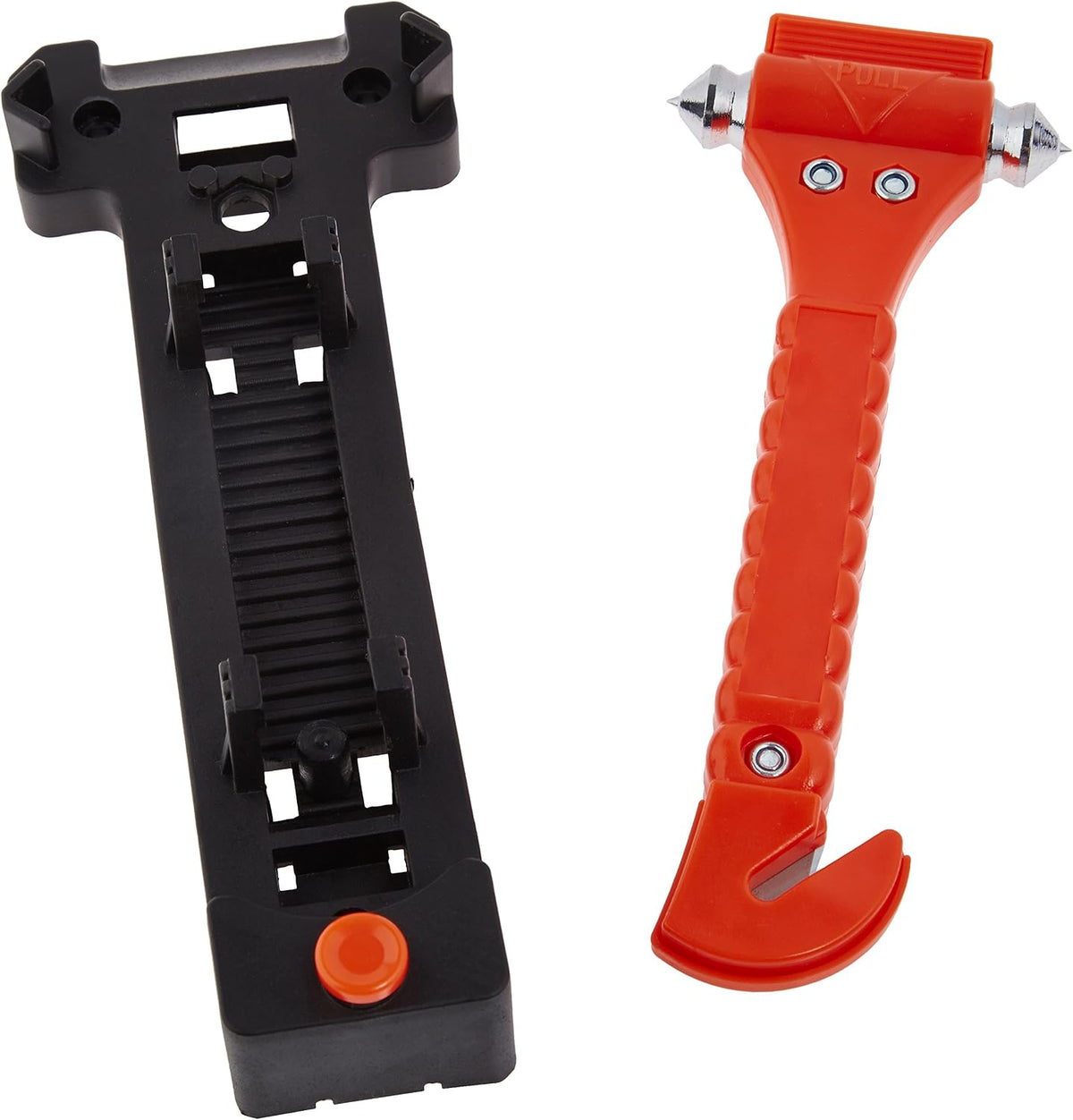 Amazon Basics Emergency Escape Tool, Window Breaker and Seatbelt Cutter, Car Safety Hammer with Protective Bracket, Bright Orange, 2 Pack, SW-835