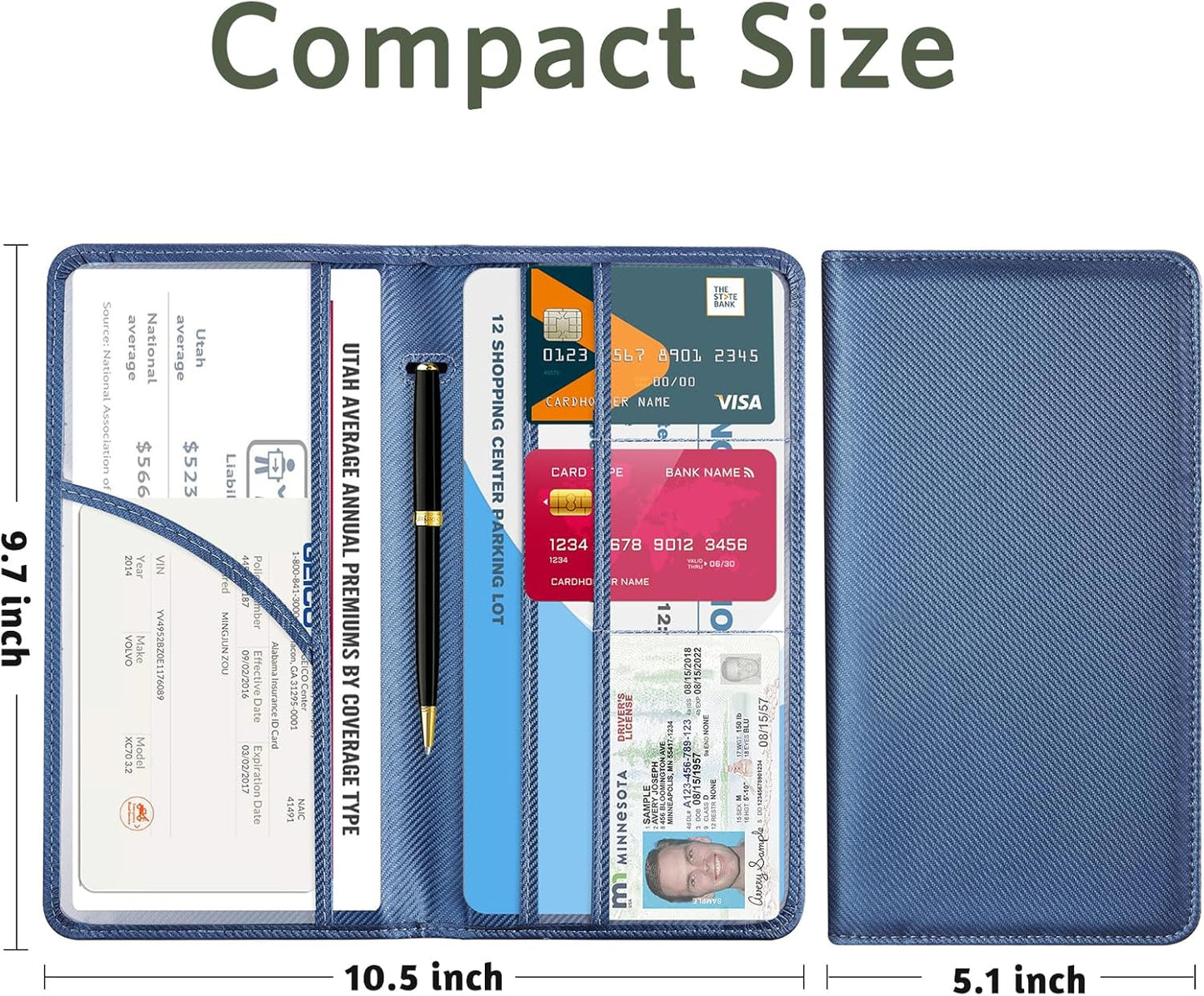 CoBak Car Registration and Insurance Holder - Vehicle Glove Box Car Organizer,Auto Truck Comparment Accessories Case with Magnetic Closure for Driver License,Cards - Colors A