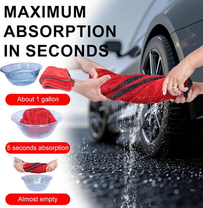 2 Pack XL Car Drying Towel – 1300GSM Ultra Absorbent Microfiber, 24"x36" Large Size, Twisted Loop, Lint-Free & Streak-Free for Auto Detailing, Car, SUV, Truck (Gray-Gray)