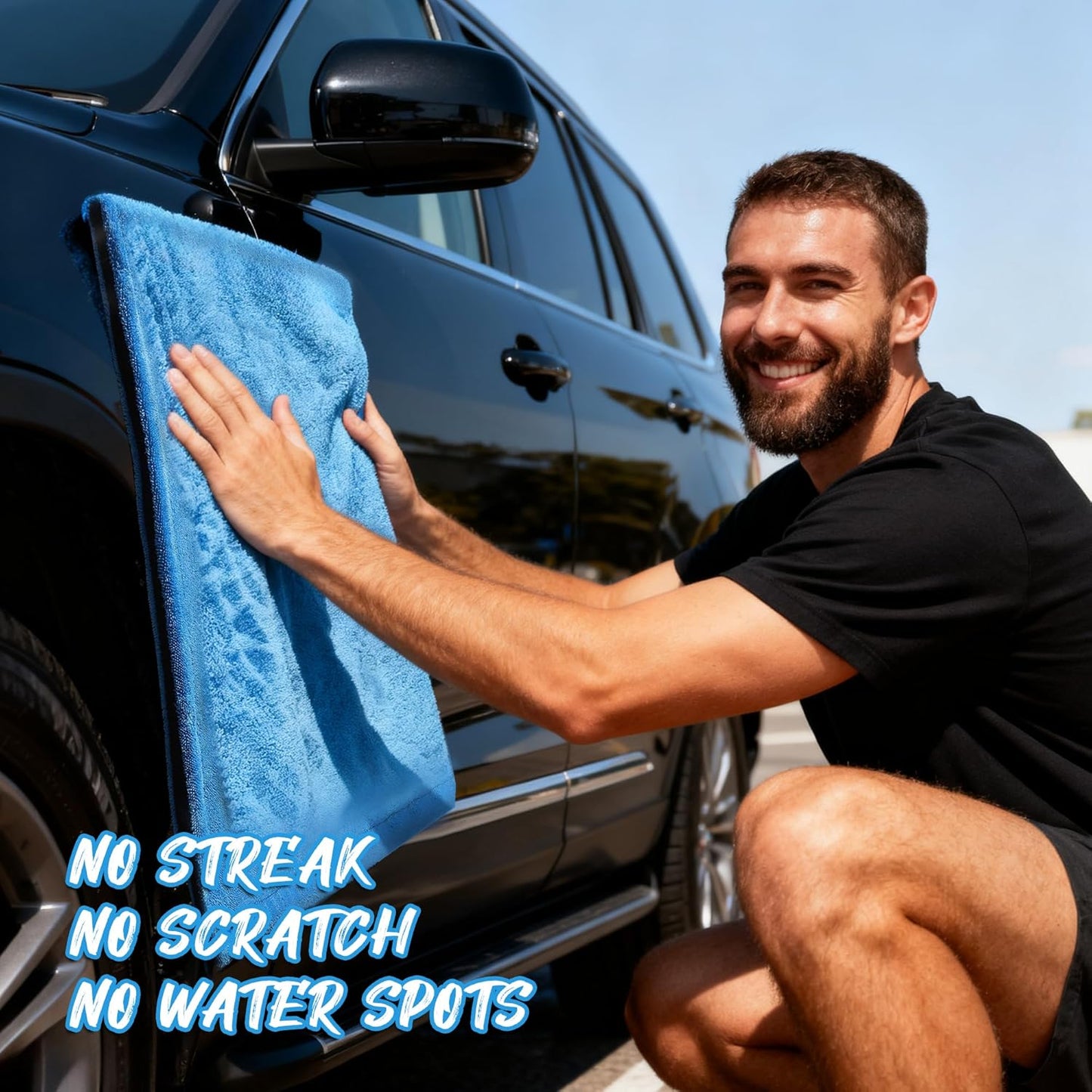 PUGPIU Microfiber Car Drying Towel Extra Large Super Absorbent 48"X24", 1400 GSM Flash Detail Car Wash Drying Towel Edgeless with Two Sided Soft Twisted-Loop, No Water Spots Streaks for Cars (Green)