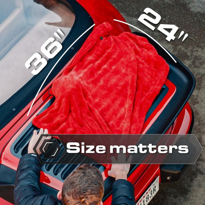 Blackline 24"x36" Twisted-Loop Car Drying Towel, 1300GSM, Streak Free, Lint Free, Reusable - Car Accessories, Microfiber Cleaning Cloth for Car, Truck, SUV - One Pass is All You Need