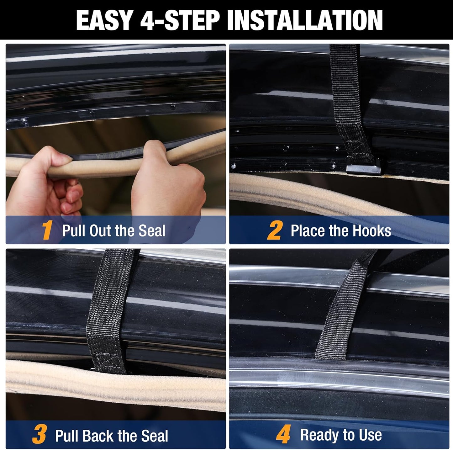 WORKPRO 21 Cubic Feet Rooftop Cargo Carrier Roof Bag, Waterproof Roof Rack Cargo Carrier for Vehicles with/Without Rack, Heavy Duty 840D PVC, Includes Anti-Slip Mat, 6 Door Hooks and Storage Bag