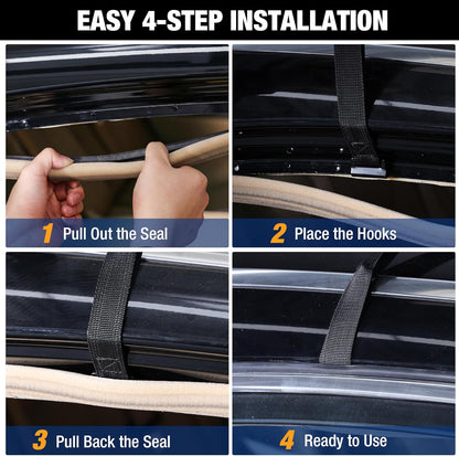 WORKPRO 21 Cubic Feet Rooftop Cargo Carrier Roof Bag, Waterproof Roof Rack Cargo Carrier for Vehicles with/Without Rack, Heavy Duty 840D PVC, Includes Anti-Slip Mat, 6 Door Hooks and Storage Bag