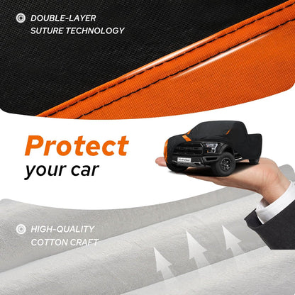 10-Layer Car Cover Waterproof All Weather for Automobiles, Soft Cotton Lining Outdoor Full Covers with Door Zipper, Universal Fit for Sedan 196"-208" L, Size A6 (See Size Chart)