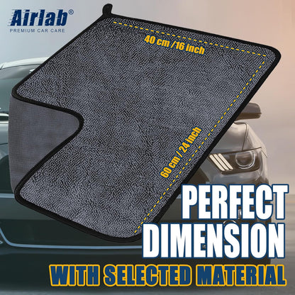 Airlab Microfiber Towels for Cars Wash Drying Thick Plush Cleaning Cloth Auto Detailing Super Absorbent for Interior & Exterior Lint Free, Streak Free, 16" X 16", 800 GSM, Pack of 4
