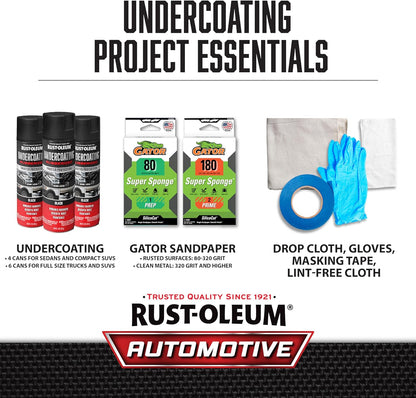 Rust-Oleum 248657 Rubberized Undercoating Spray, 15 oz, Black
