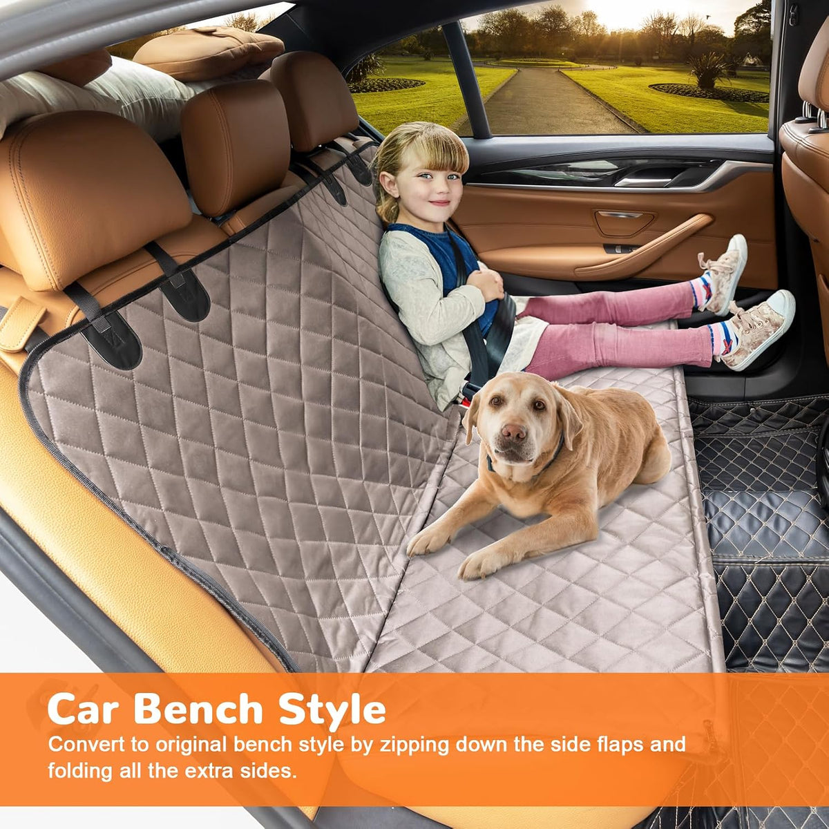 URPOWER Dog Car Seat Cover for Pets 100% Waterproof Seat Cover Hammock 600D Heavy Duty Scratch Proof Nonslip Durable Soft Back Seat Covers for Cars and SUVs