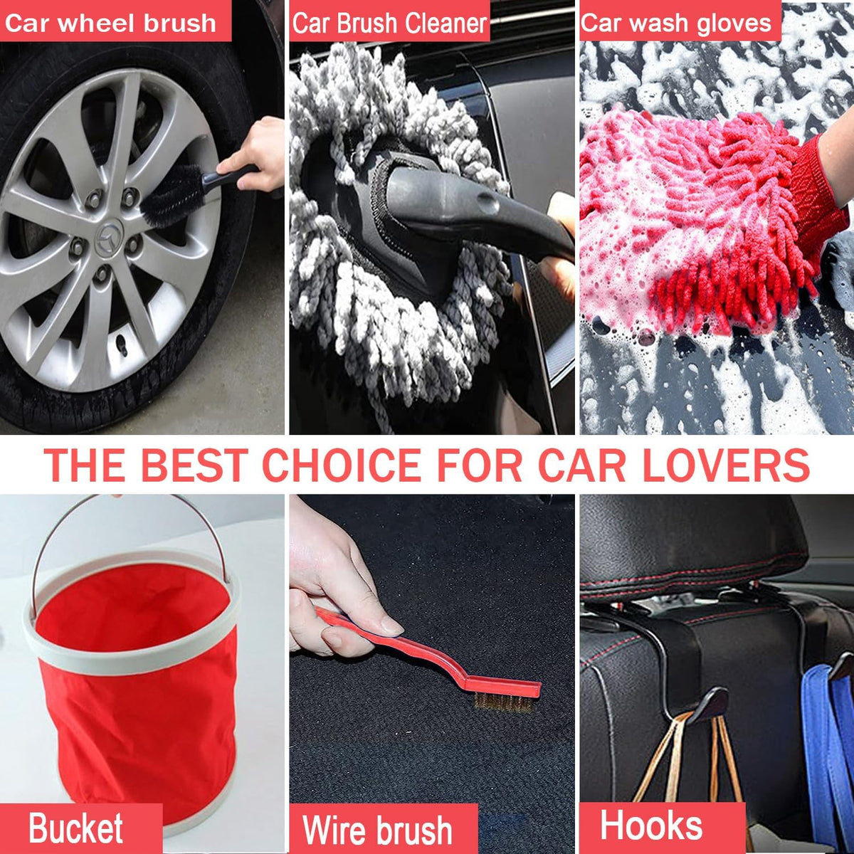 LIANXIN Car Wash Kit Car Wash Cleaning Kit with Car Wash Foam Gun Microfiber Sponge and Towels Tire Brush Built, Car Foam Gun, Car Cleaning Tool
