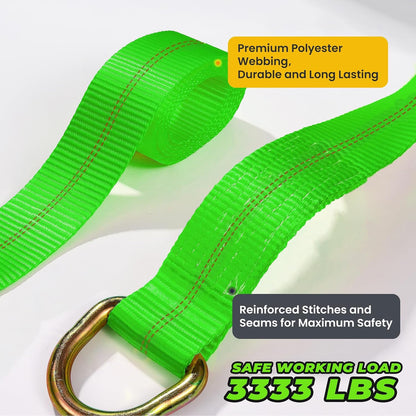 Trekassy 2" x 144" Car Tie Down Straps for Trailers, Heavy Duty Tire Tie Downs for ATV/UTV, 10000lbs Break Strength, Include 4 Axle Straps for Different Uses